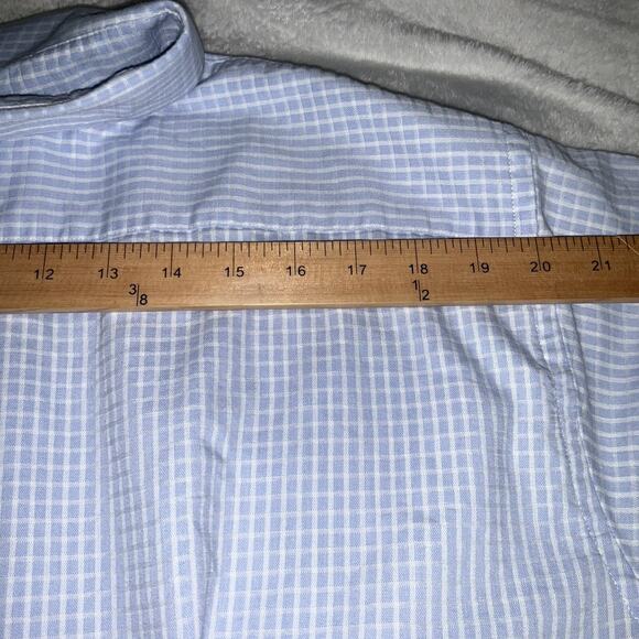 Chaps Big Fit Dress Shirt 20 34/35 Blue Check Button Front Long Sleeve Classic - Picture 8 of 9